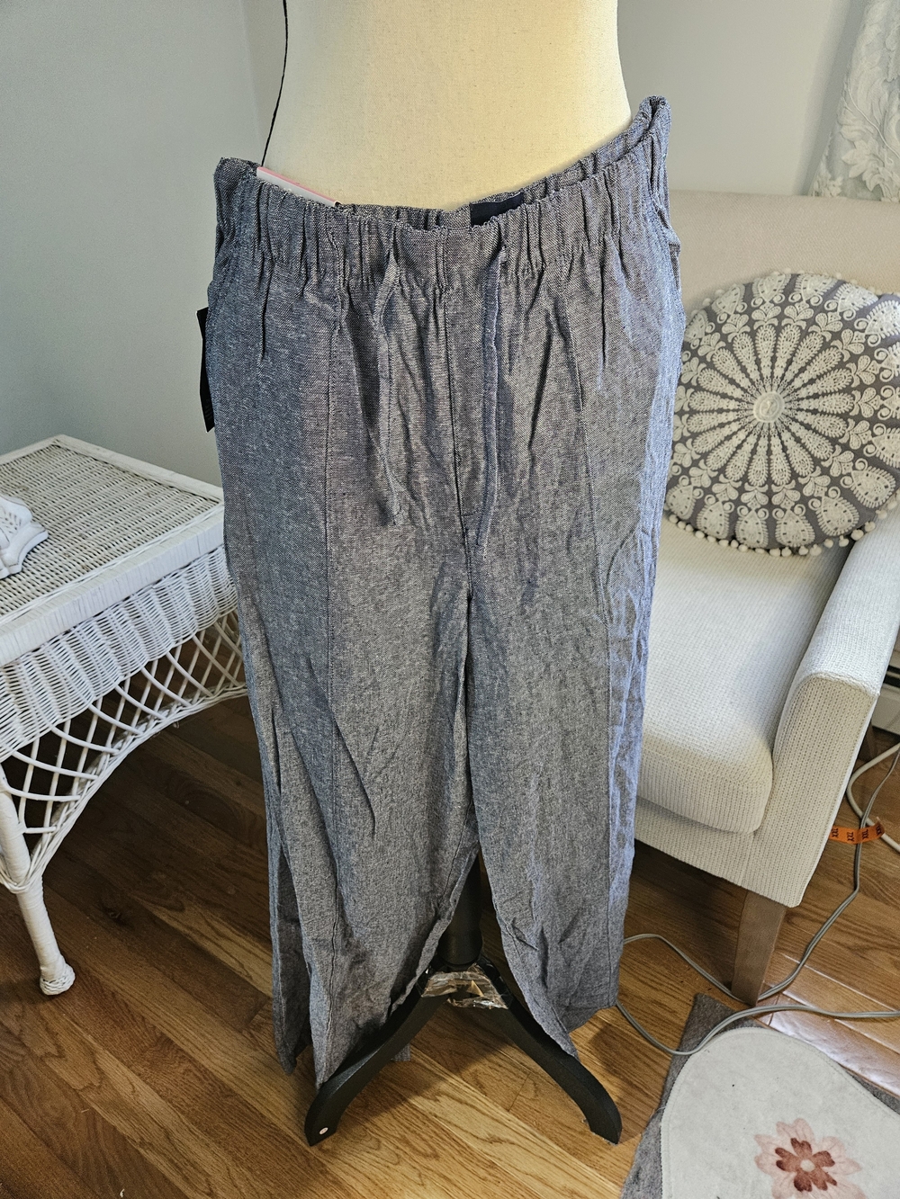 Men's Gap Casual Elastic Waist Linen Pants - Blue